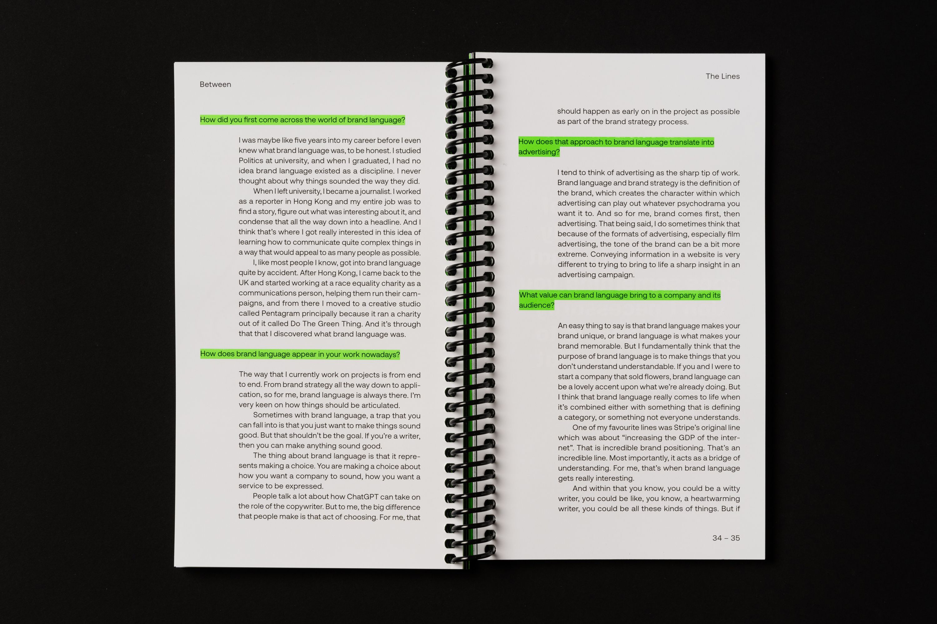 Between The Lines publication designed by Extract