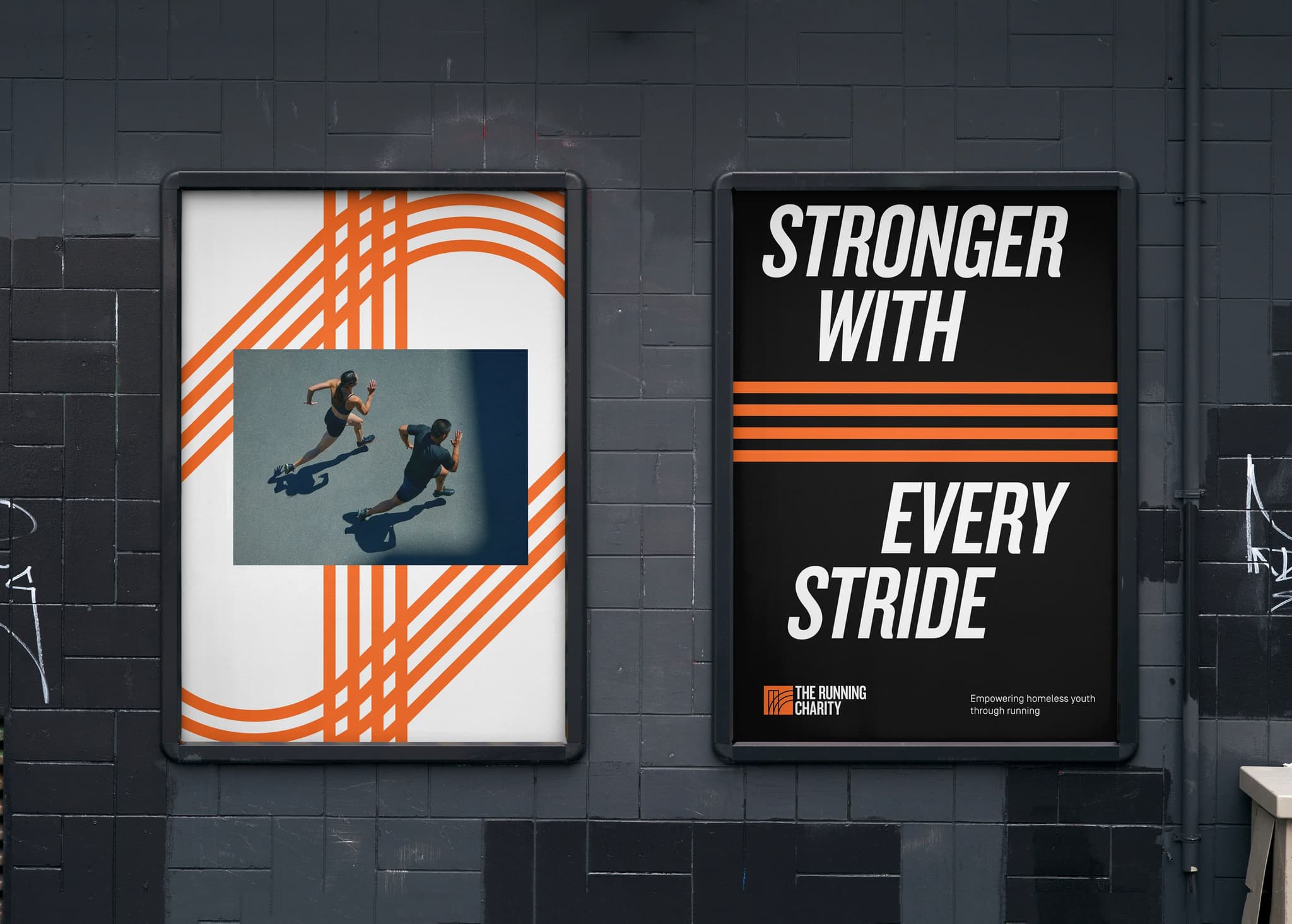 Out of home advertising for The Running Charity, designed by Extract