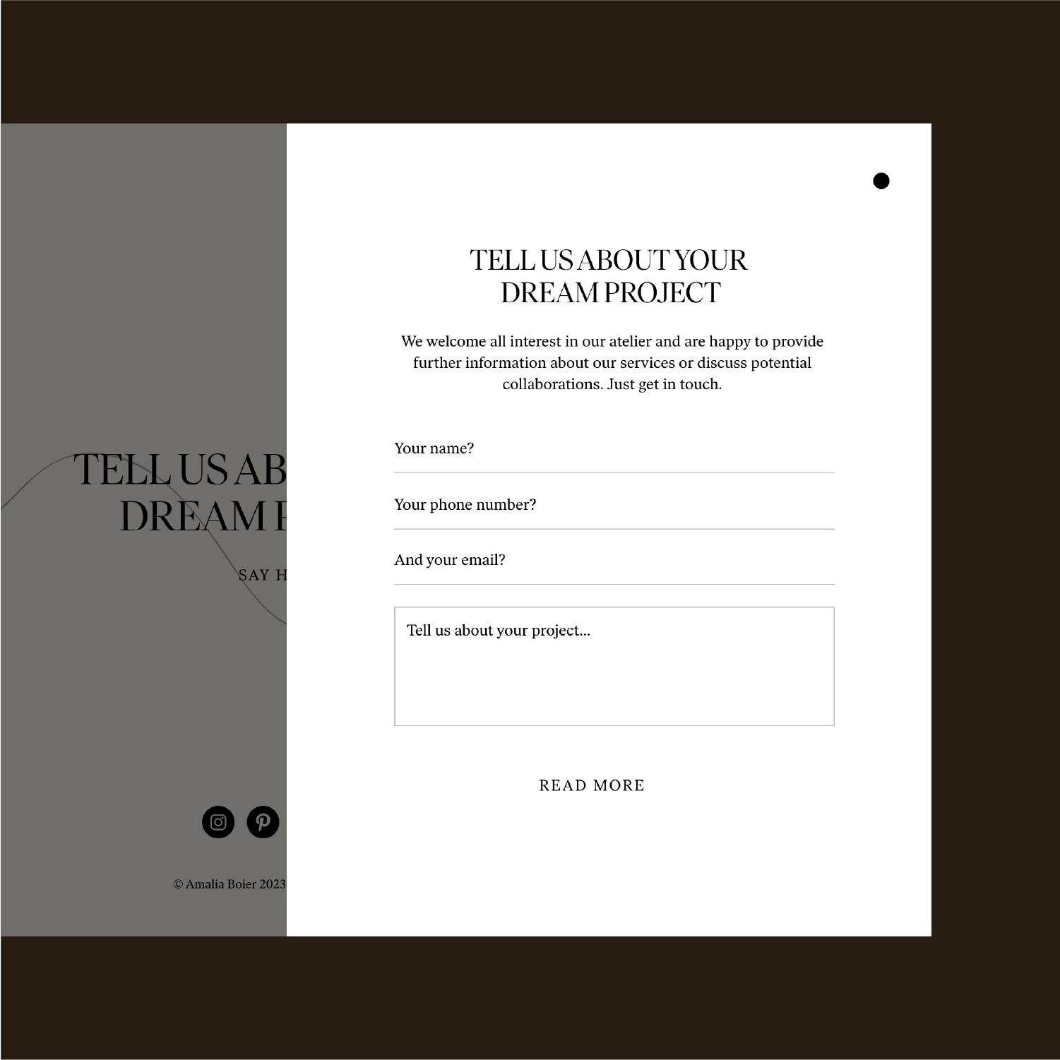 Brand and website for interior designer Amalia Boier