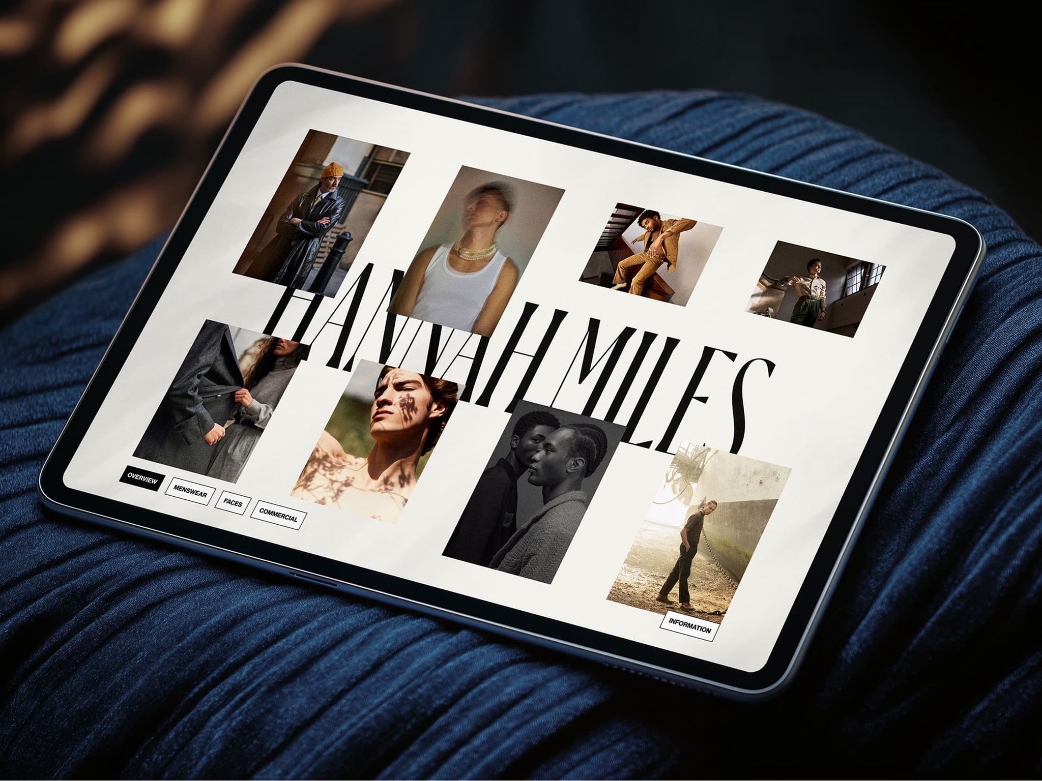 iPad showing the responsive design of the image-led website for photographer, Hannah Miles